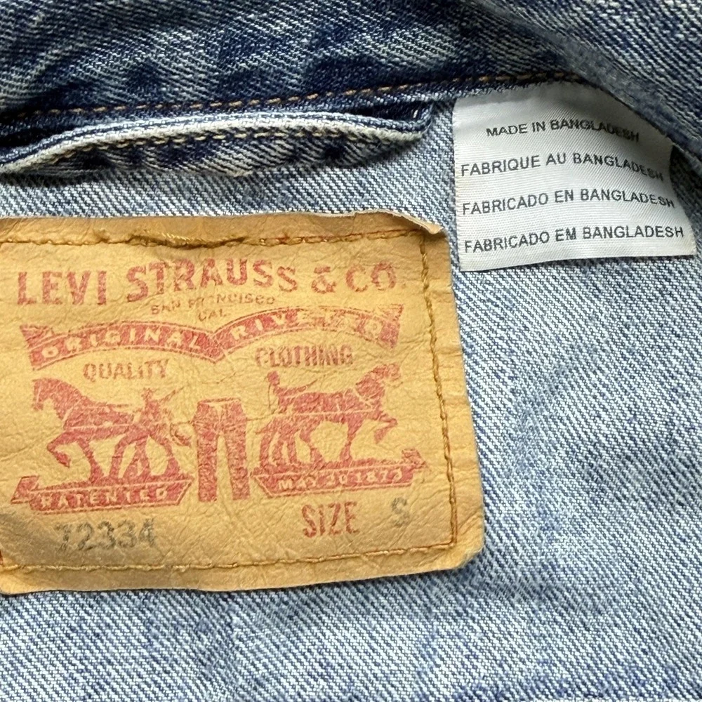Levi Strauss & Co. Jacket Mens S Blue Denim Biker Collared Unlined Pockets